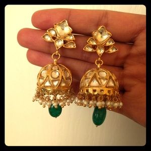 Indian Pearl Kundan Jhumki Earrings